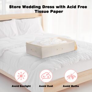 Wedding Dress Storage Box - Wedding Dress Preservation Box - Wedding Dress Preservation Kit ,with 20 Sheets of Acid Free Tissue Paper, Breathable,Foldable,Bridal Must-Have Heirlooms (Beige)