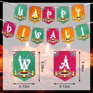 Hying Happy Diwali Banners Diwali Hanging Decorations Indian Deepavali Pennants Backdrop Festival of Lights Party Photo Props Hindu Diwali Party Banner Garlands for Home Diwali Decor Supplies Favor