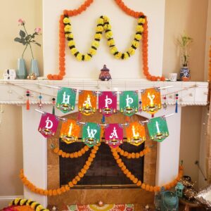 Hying Happy Diwali Banners Diwali Hanging Decorations Indian Deepavali Pennants Backdrop Festival of Lights Party Photo Props Hindu Diwali Party Banner Garlands for Home Diwali Decor Supplies Favor