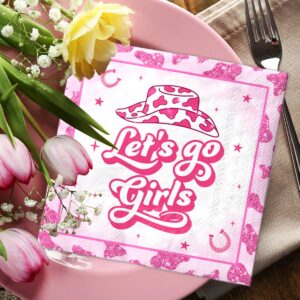 40Pcs Lets Go Girls Napkins-Cowgirl Bachelorette Party Decorations Hot Pink Paper Napkins Disco Lets Go Girls Themed Western Cowgirl Bridal Shower Party Supplies