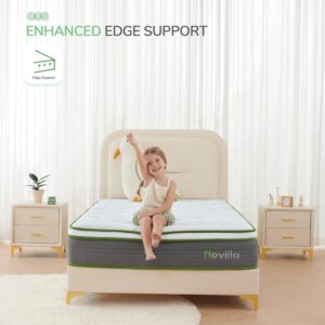 Novilla Twin Size Mattress, 10 Inch Hybrid Mattress in a Box with Individually Wrapped Pocket Coils & Memory Foam, Supportive & Pressure Relief, Breathable Mattresses Twin,Medium Firm, vigour