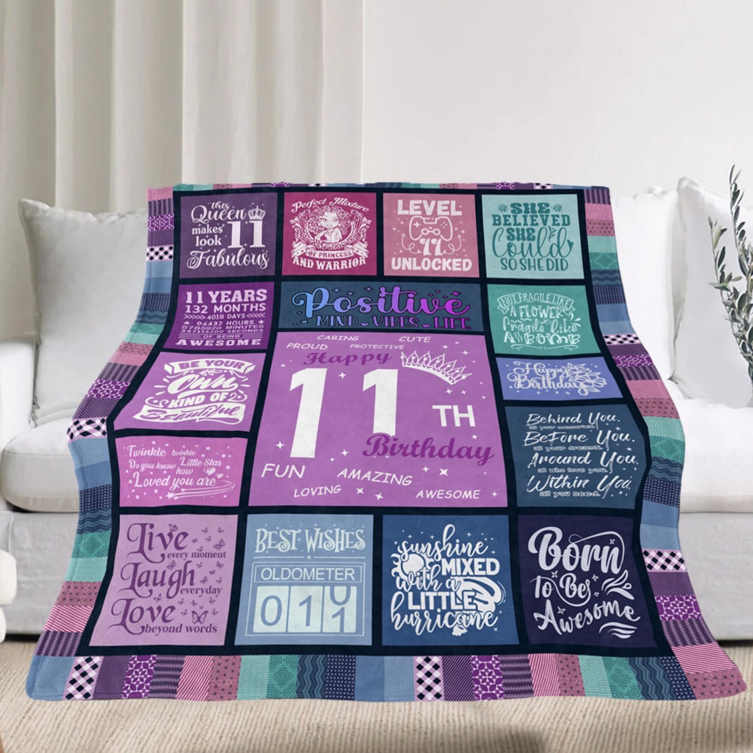 Hudodmn Gifts for 11 Year Old Girl, 11 Year Old Girls Gifts Ideas, 11 Year Old Girl Birthday Gifts, Birthday Gifts for 11 Year Old Girls, 11th Birthday Decorations for Girls Throw Blanket 60"X50"