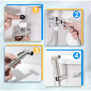 Handheld Sprayer Kit with Adjustable Jet Spray for Toilet Handheld Bidet Cloth Diaper Sprayer Set Muslim Shower Toilet Sprayer - Easy to Install…