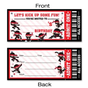 VAHATAN Ninja Birthday Party Invitations 20 Pack Ninja Ticket Invitations with Envelopes Invites Cards for Birthday Party