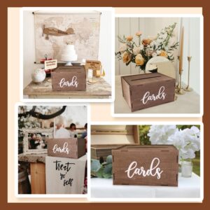 OurWarm Wedding Card Box with Lid, Wood Gift Card Box for Wedding Reception, Rustic Envelope Money Box for Wedding Party Birthday Bridal Shower Baby Shower Graduation Decorations (11.6x10.4x6.5 inch)