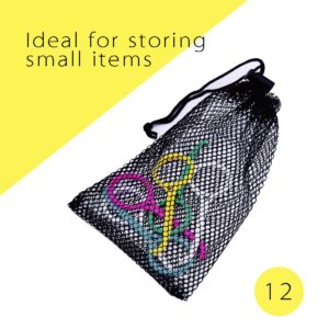 Leewoth 12pcs Small Mesh Bags Nylon Storage Mesh Bags Black Nylon Mesh Drawstring Bags with Small Travel Stuff Bags（ 6 x 4 inch）