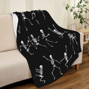 JOOCAR Halloween Skull Skeleton Throw Blanket: Luxury Soft Warm Funny Dance Halloween Dancing Cartoon Fun Joints Party Vintage Throw Blankets for Girls Boys for Sofa Couch Bed Chair 40" x 50"