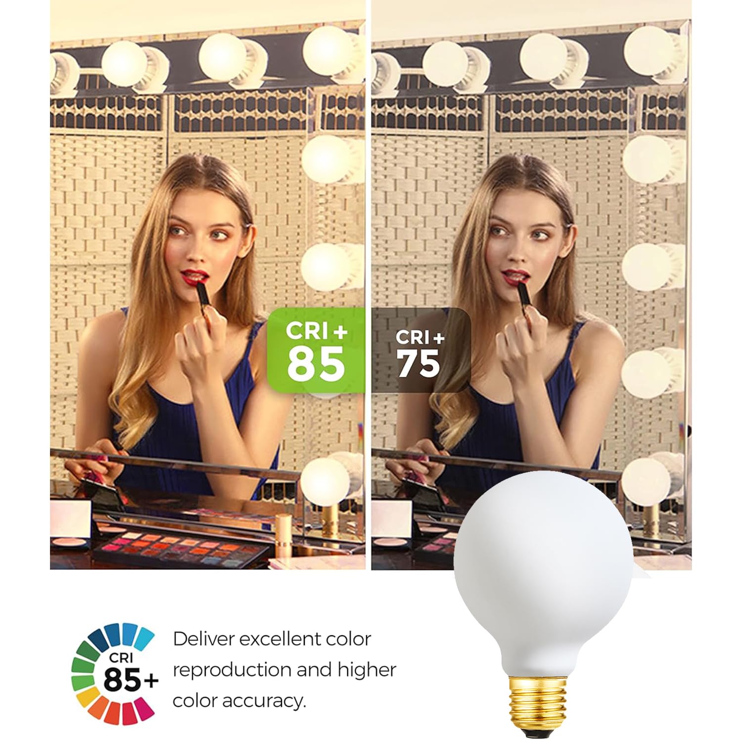 LEOOLS LED Light Bulb G25/G80 Dimmable Flick-Free Matt White 6W Soft White 3000k CRI95 600LM, 60W Equivalent Vintage LED Edison Globe Light Bulb,E26 Standard Base, 4 Pack