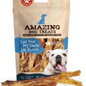 Amazing Dog Treats - Wishbone Beef Tendon - 60 Count - Meaty Thick Bully Tendon Dog Chews - Long Lasting Beef Tendons for Dogs - Best Bully Stick Tendons - No Hide Dog Chew