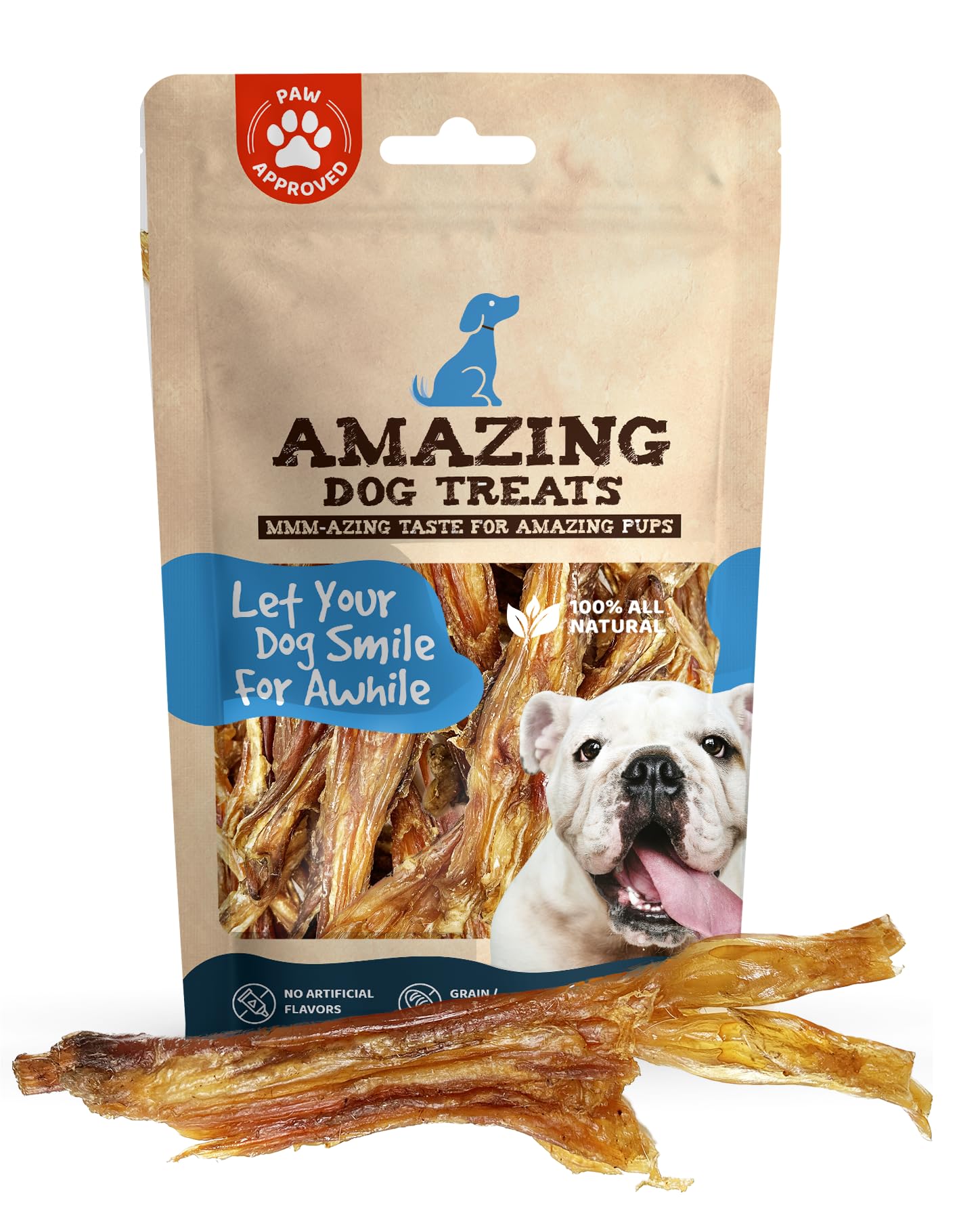 Amazing Dog Treats - Wishbone Beef Tendon - 60 Count - Meaty Thick Bully Tendon Dog Chews - Long Lasting Beef Tendons for Dogs - Best Bully Stick Tendons - No Hide Dog Chew