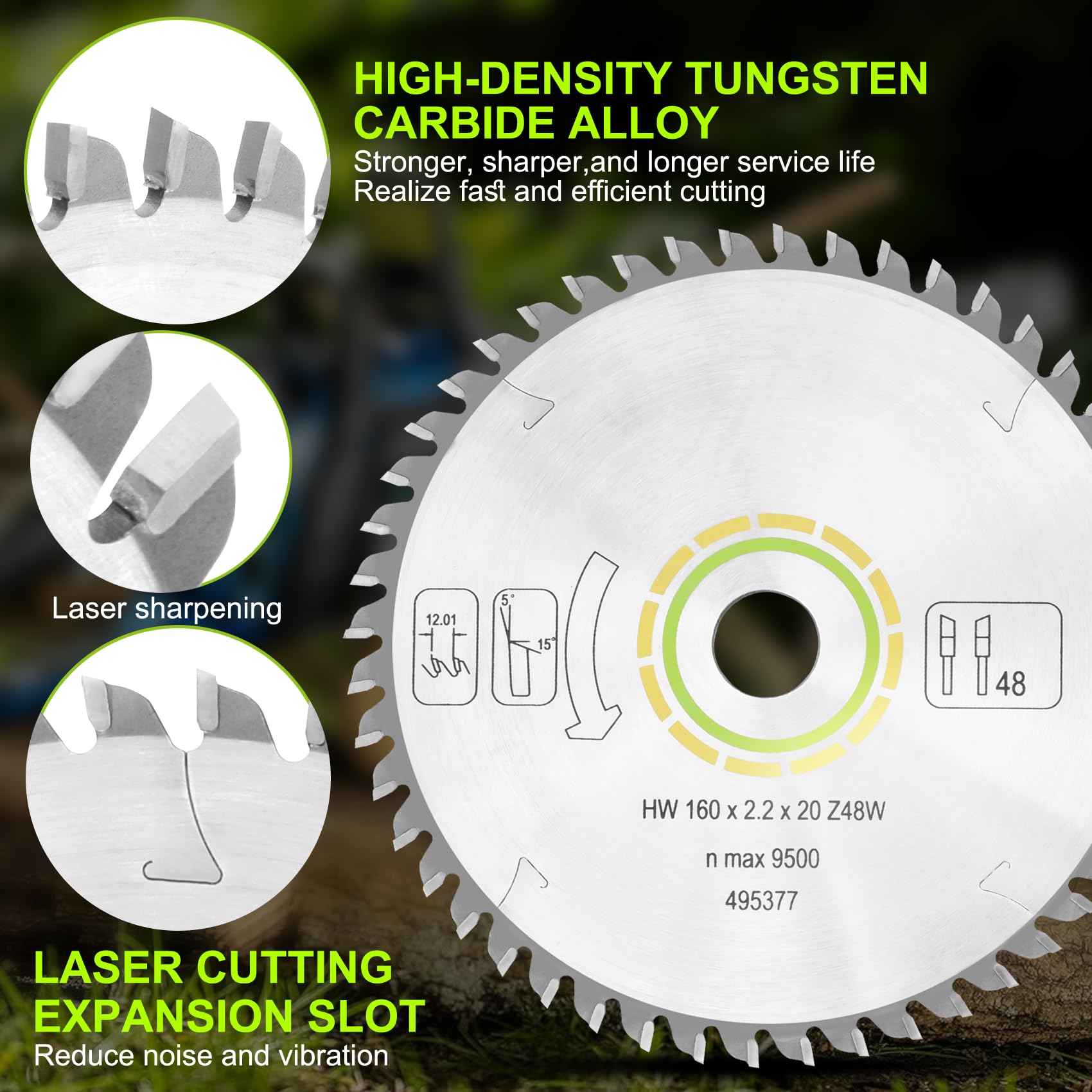 495377 491952 for festool Track Saw Blade 160mm（6 1/4"）, 2.2mm, 20mm, 48T, ATB Fit for festool TS 55, TSC 55, TS 60, ATF 55 E, HK 55, HKC 55 Track Saw Plunge Cut Saws 2-Year Warranty