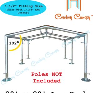 Carport Kit, 20' x 20' Low Peak Canopy Fittings, DIY Metal Carport Frame Parts, 1-1/2" EMT Fittings