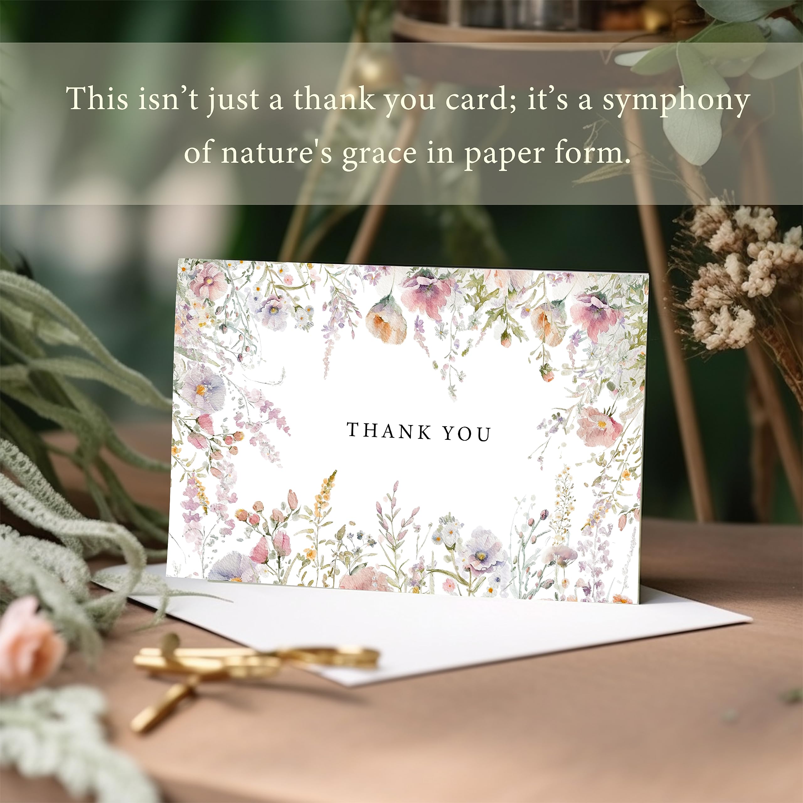 SLAPAFLIFE Floral Thank You Cards with Envelopes, 48 Pack - 4x6 Inches, Perfect for Baby Shower, Wedding, Graduation, and Other Occasions