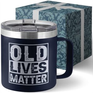 old lives matter mug dad tumbler - old man gifts for older men gag gifts for old people gifts for elderly men - old lives matter cup old people birthday gifts 14oz stainless steel tumbler with lid