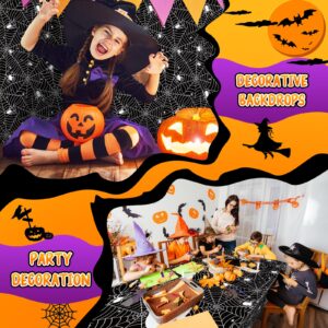 3Pcs Halloween Tablecloths Plastic Spiderweb Tablecloth Disposable Spider Web Table Cloth Rectangle Black Table Cover for Halloween Holiday Party Home Haunted House Decorations,54 x 72 Inch