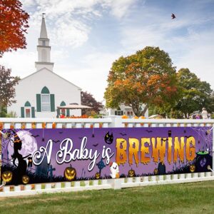 A Baby Is Brewing Yard Banner, A Baby Is Brewing Baby Shower Decorations Halloween Baby Shower Sign Banner Halloween Gender Reveal Party Supplies for Boy and Girl