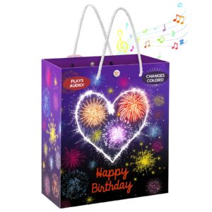 magical bag light & sound birthday gift bags with fireworks & cheering, birthday bags for wife, husband, him, her, women, men & more, music gift bag medium size