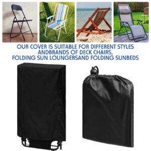 Windyun 3 Pcs Zero Gravity Folding Chair Cover 43.3 x 28 x 8 Inch Dustproof Folding Chair Cover Waterproof Outdoor Beach Chair Oxford Fabric Recliner Black for Patio Lawn Beach Furniture