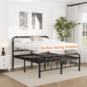 Bednowitz King-Bed-Frame-with-Headboard and Footboard, 18 Inch High Metal Platform King-Size-Bed-Frame, 4000 Lbs Heavy Duty Steel Slats Support, No Box Spring Needed, Noise Free