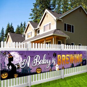 a baby is brewing yard banner, a baby is brewing baby shower decorations halloween baby shower sign banner halloween gender reveal party supplies for boy and girl