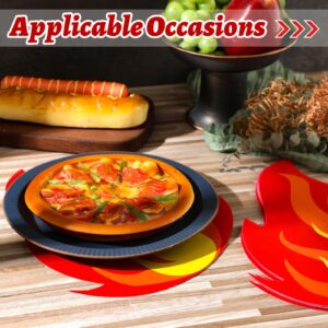 Tenceur 50 Pcs Fire Placemats Fire Party Supplies 10.9 x 9.2'' Disposable Fire Shaped Table Place Mats Fire Flame Placemats for Fire Truck Firefighter Birthday Party Decorations