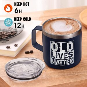 Old Lives Matter Mug Dad Tumbler - Old Man Gifts For Older Men Gag Gifts For Old People Gifts For Elderly Men - Old Lives Matter Cup Old People Birthday Gifts 14oz Stainless Steel Tumbler With Lid