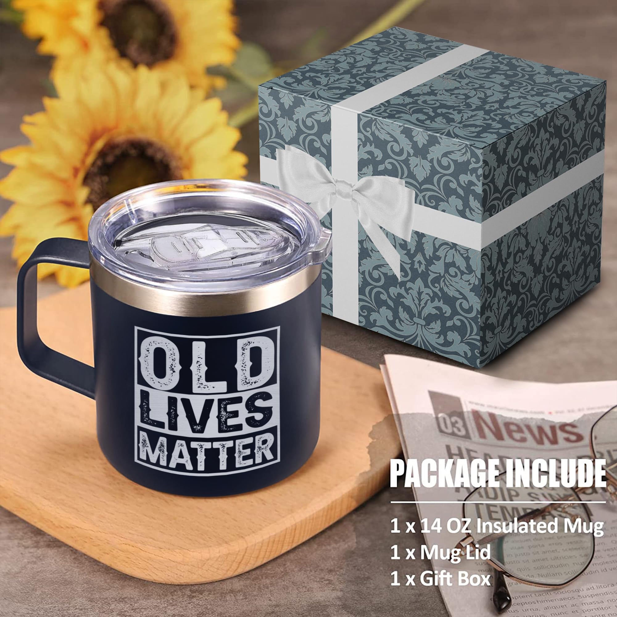 Old Lives Matter Mug Dad Tumbler - Old Man Gifts For Older Men Gag Gifts For Old People Gifts For Elderly Men - Old Lives Matter Cup Old People Birthday Gifts 14oz Stainless Steel Tumbler With Lid