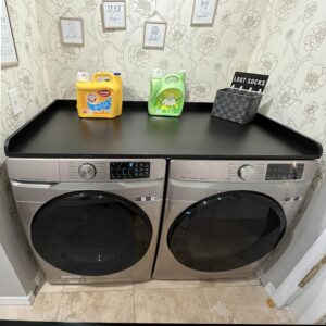 relodecor washer and dryer countertop with non-slip mat - laundry countertop (black) 27.5" x 54" durable melamine finish for laundry room organization