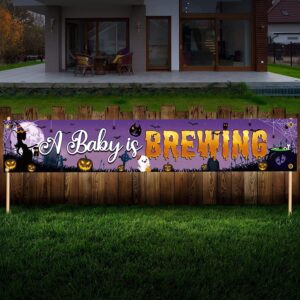 A Baby Is Brewing Yard Banner, A Baby Is Brewing Baby Shower Decorations Halloween Baby Shower Sign Banner Halloween Gender Reveal Party Supplies for Boy and Girl