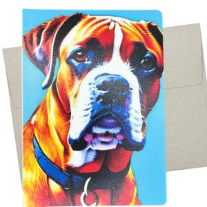 groomers margins boxer birthday card (1 premium card, 5x7 inch) blank inside for all occasions like boxer thinking of you and boxers thank you note - 166