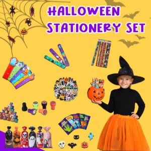 436 Pcs 24 Pack Assorted Halloween Stationery Set, Halloween Party Favors for Kids, Halloween Classroom Prizes Supplies Goodie Bag Stuffers Fillers, Including Halloween Themed Assorted Stationery