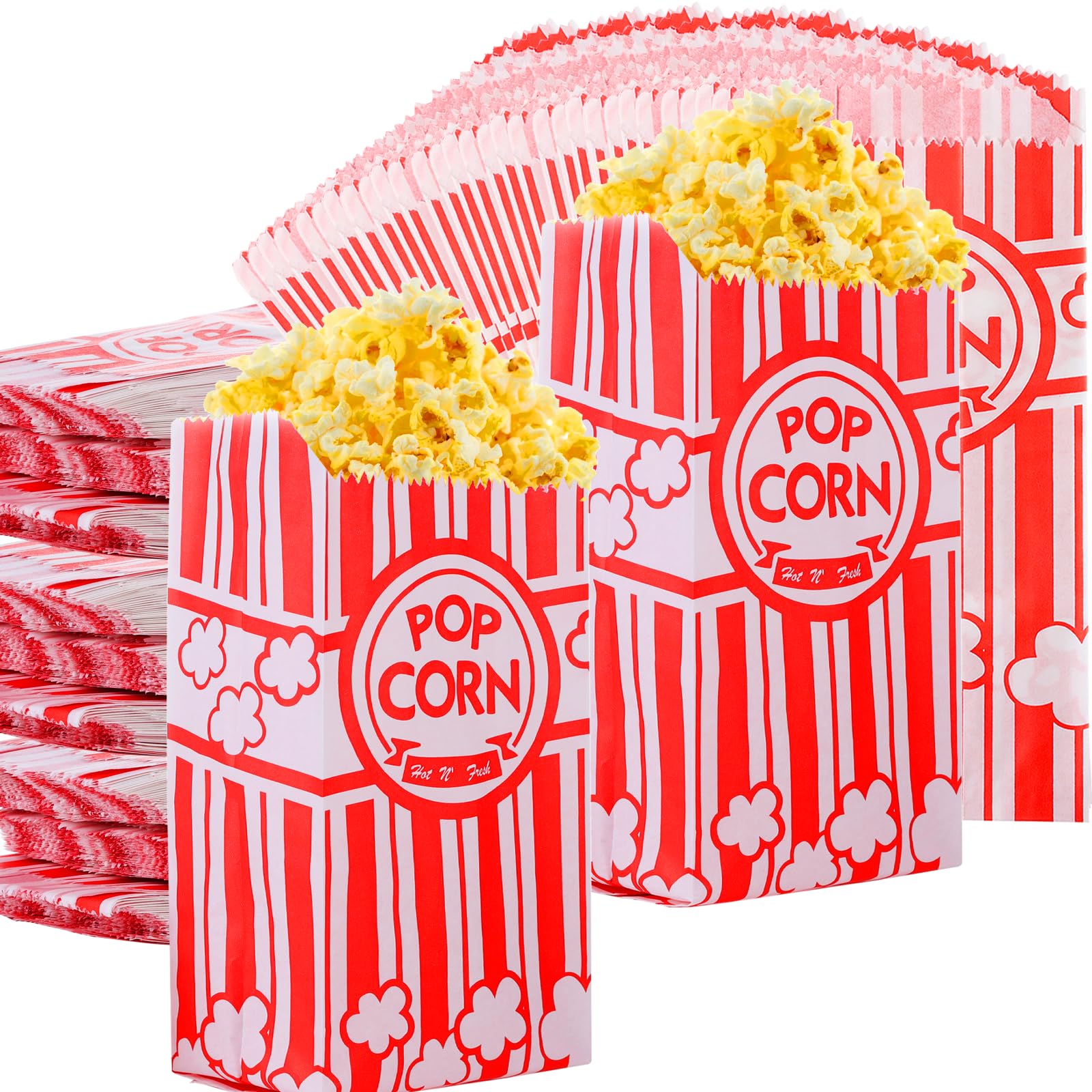 200 Pieces Paper Popcorn Bags 2 oz Pop Corner Bags Individual Servings for Popcorn Machine Party Disposable Pop Corn Storage Christmas Bag Bulk