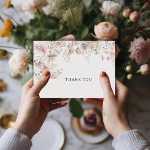 SLAPAFLIFE Floral Thank You Cards with Envelopes, 48 Pack - 4x6 Inches, Perfect for Baby Shower, Wedding, Graduation, and Other Occasions