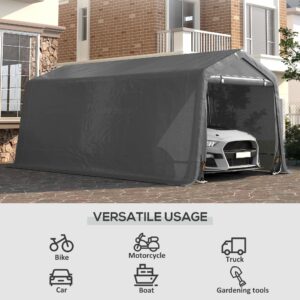 Outsunny 10' x 20' Carport Portable Garage, Heavy Duty Storage Tent, Patio Storage Shelter w/Anti-UV PE Cover and Double Zipper Doors, for Motorcycle Bike Garden Tools, Gray