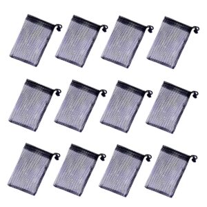 leewoth 12pcs small mesh bags nylon storage mesh bags black nylon mesh drawstring bags with small travel stuff bags（ 6 x 4 inch）