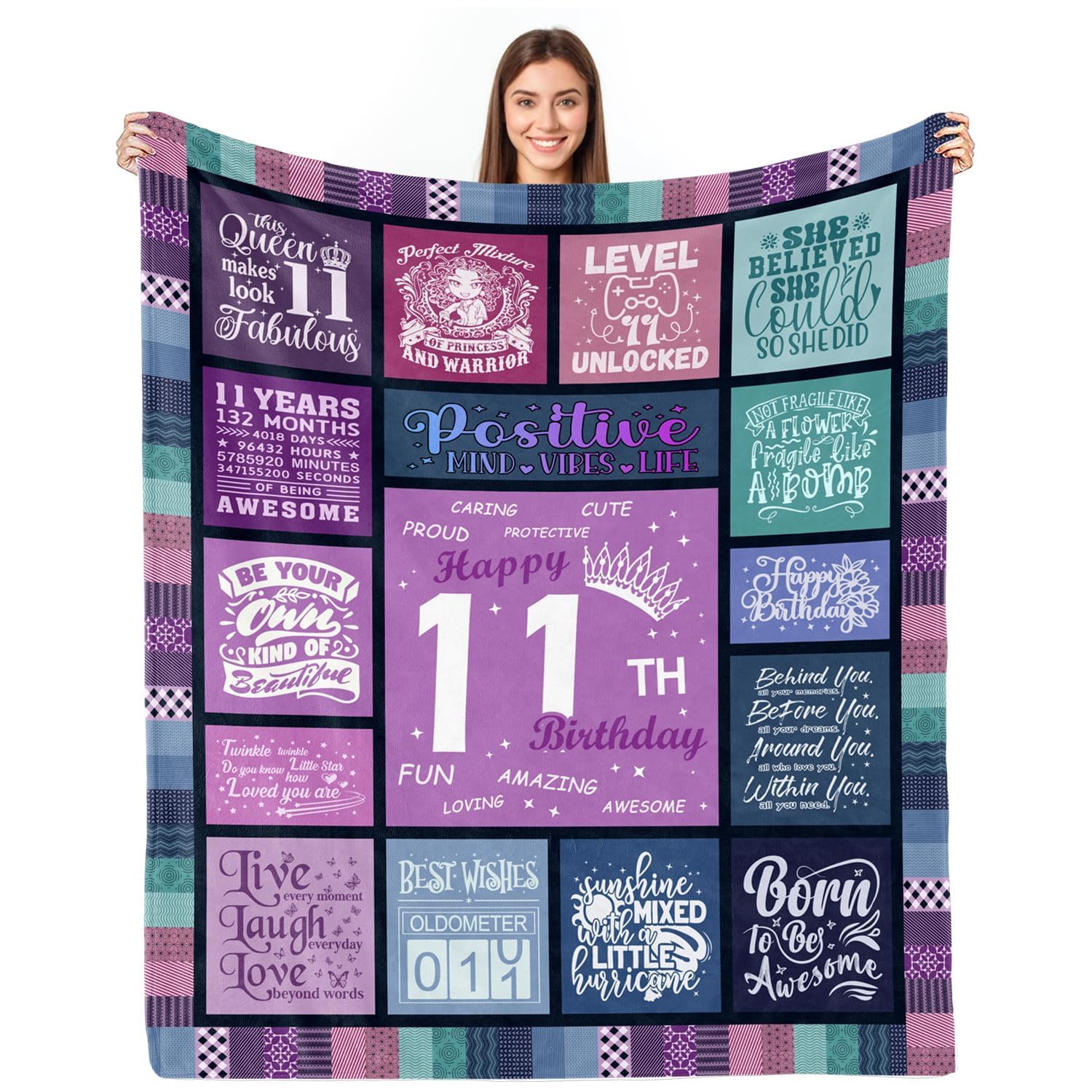 Hudodmn Gifts for 11 Year Old Girl, 11 Year Old Girls Gifts Ideas, 11 Year Old Girl Birthday Gifts, Birthday Gifts for 11 Year Old Girls, 11th Birthday Decorations for Girls Throw Blanket 60"X50"