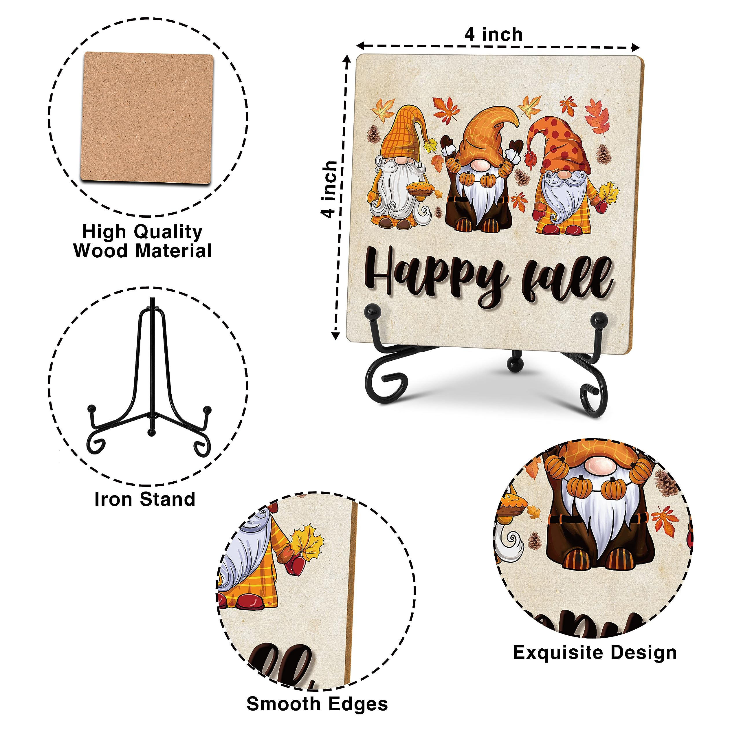 Thanksgiving Gifts for Women Men, Country Happy Fall Gnome Home Office Desk Decor, Autumn Desk Sign for Home Bedroom Living Room Office Garden - C42