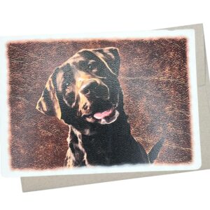 groomers margins chocolate lab card with envelope (7x5 inches and blank inside for all occasions) chocolate labrador retriever card from dog, birthday card, thinking of you notecard, etc. - 192