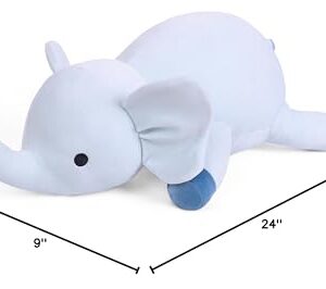 WeBingo 24" | 4.2 Pounds Blue Elephant Weighted Stuffed Animals - Cute Weighted Plush Toy Comfort Weighted Plush Pillow Gifts for Kids & Adults (24" | 4.2 lbs, Blue Elephant)