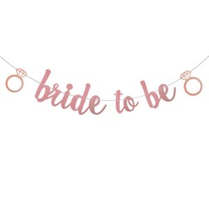 weiandbo rose gold glitter single bride party banner, engagement and wedding party decorations, pre-strung,bride to be