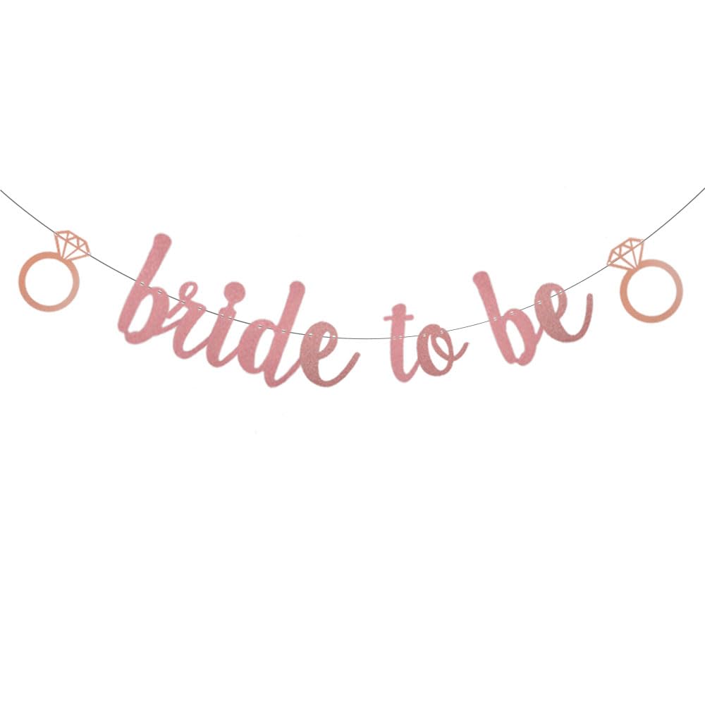 WEIANDBO Rose Gold Glitter Single Bride Party Banner, Engagement and Wedding Party Decorations, Pre-Strung,Bride to be