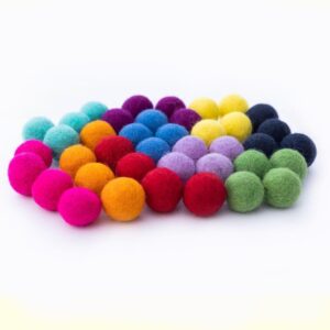 felt pom poms - wool felt balls - 10 vibrant colors - 40 pieces - 2cm (~0.8 inch) size each - craft - diy - handmade 100% new zealand wool