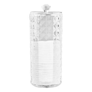 serveyou bathroom cup dispenser,mouthwash cup holder,transparent round cotton cotton storage tube with cover,acrylic ps plastic side opening high toughness for bathroom makeup organizer