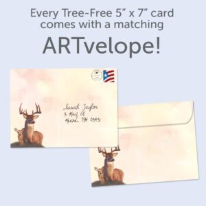 Tree-Free Greetings - Birthday Cards - Artful Designs - 1 Card + Matching Envelope - Made in USA - 100% Recycled Paper - 5"x7" - Deer Qualities (GO65473)