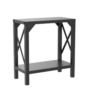 IDEALHOUSE Farmhouse End Table for Small Spaces Narrow Side Table Rectangular Nightstand Sofa Side Table for Living Room, Bedroom, Lounge(Black)