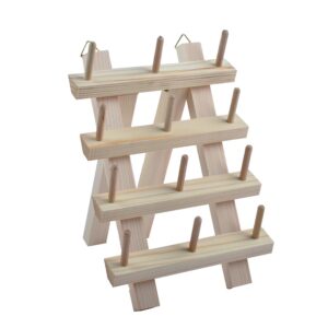 nw 12-spools wooden thread holder sewing and embroidery thread rack and organizer thread rack for sewing with hanging hooks