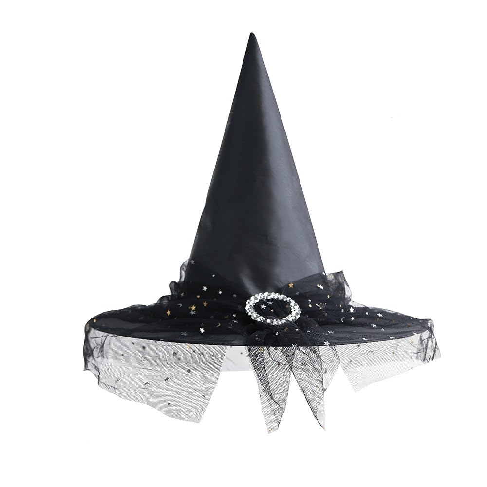 LKQBBSZ Halloween Witch Hats for Women, Lace Witches Hats for Decoration Wizard Cosplay Costume Hat Halloween Costume Accessories