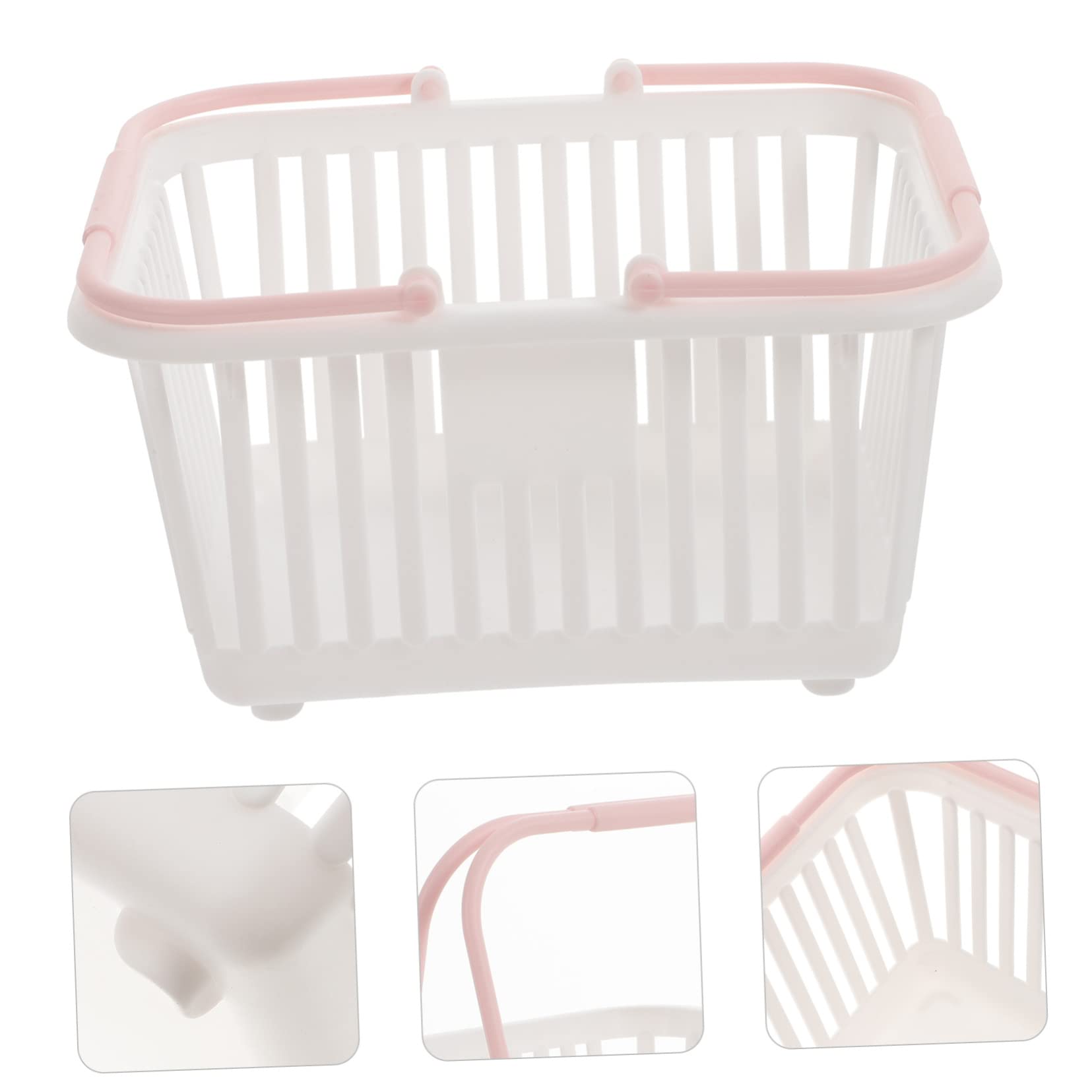 GRIRIW 3pcs White Plastic Laundry Hampers, Portable Storage Baskets with Handles, Mini Clothes Rack for Kids, Bathroom, Kitchen, Garden, Party Supplies