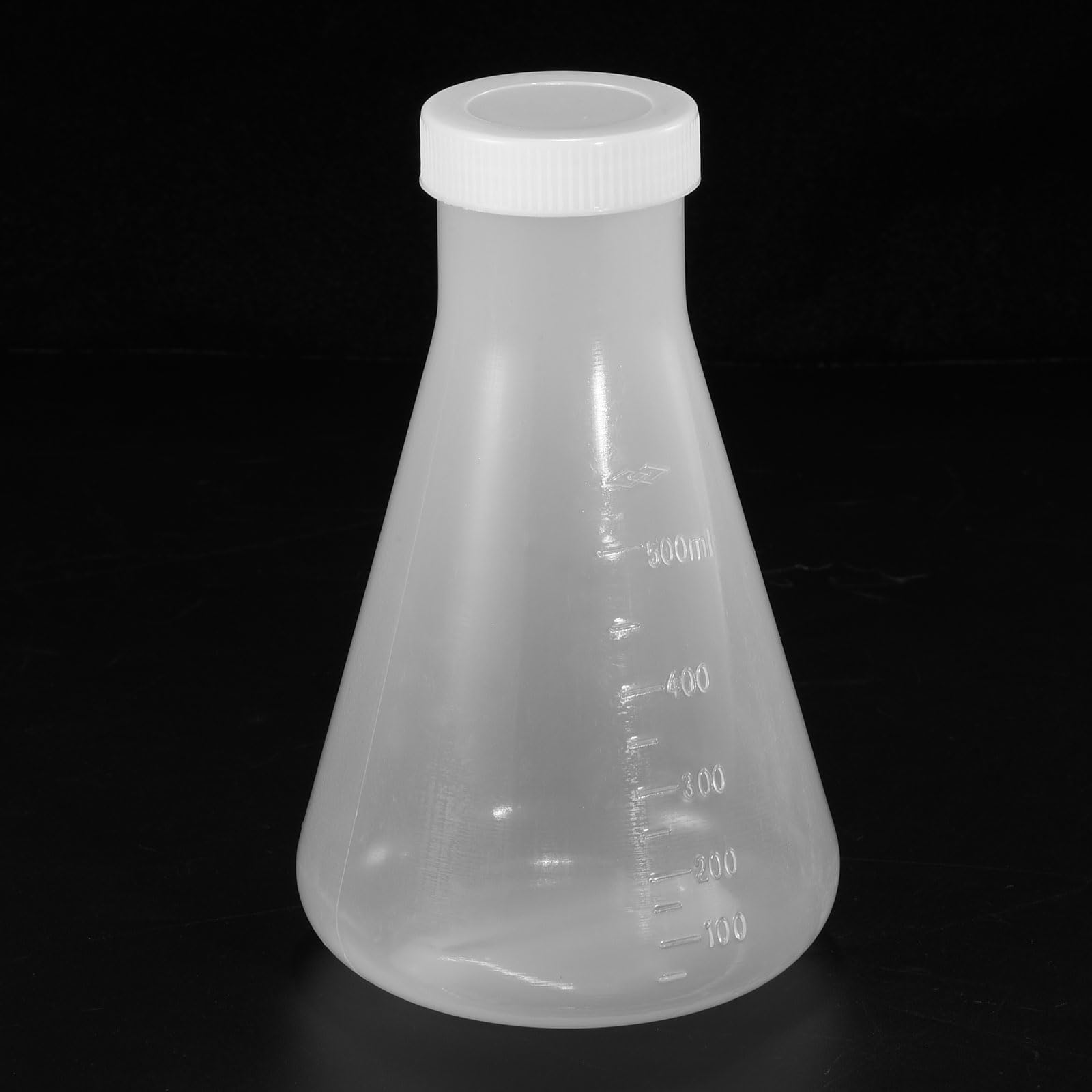 PATIKIL 500ml Plastic Erlenmeyer Flask with Screw Caps, 1 Pack Narrow Mouth Conical Flask for Laboratory, Clear