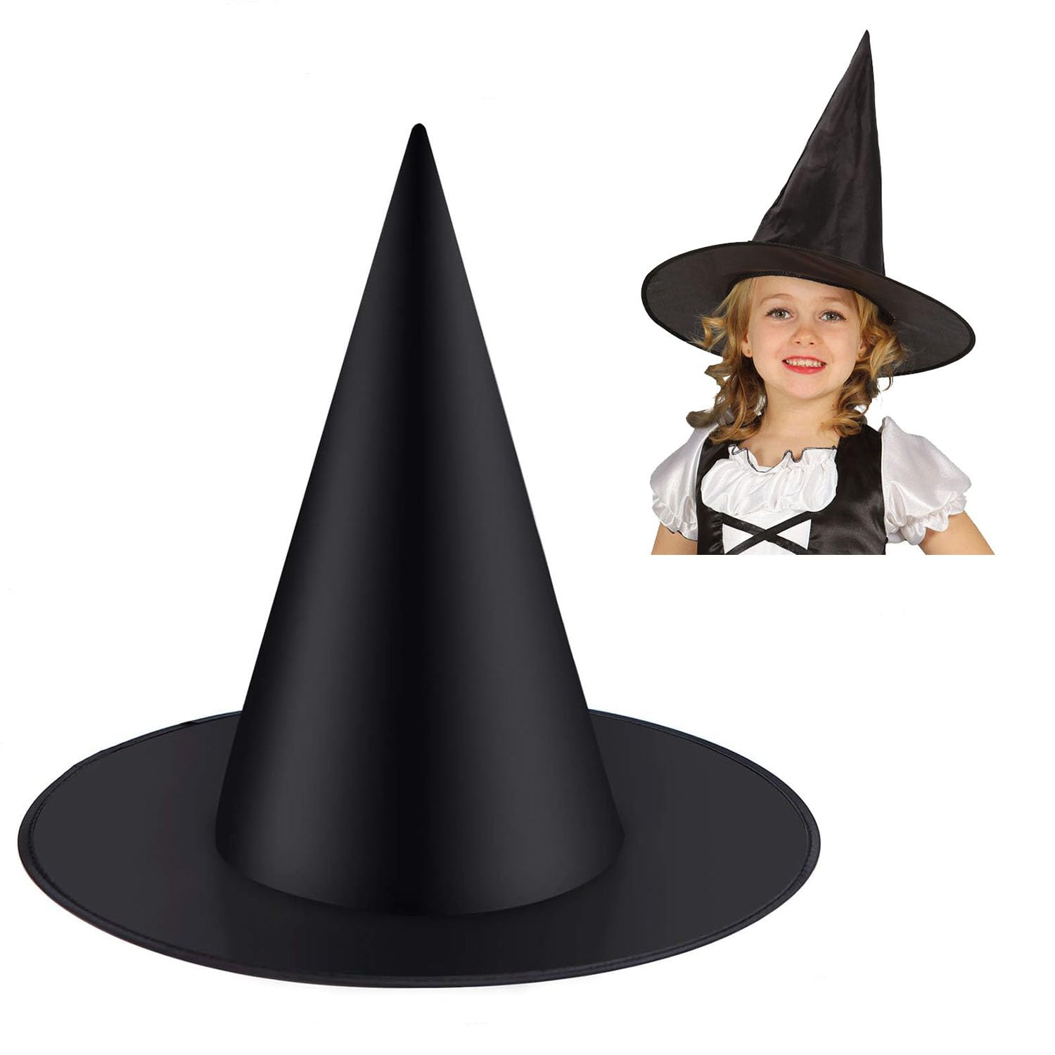 LKQBBSZ Witch Hat, Black Witch Hat for Kids, Halloween Witch Costume Accessories, Yard Decoration and Carnivals Hats